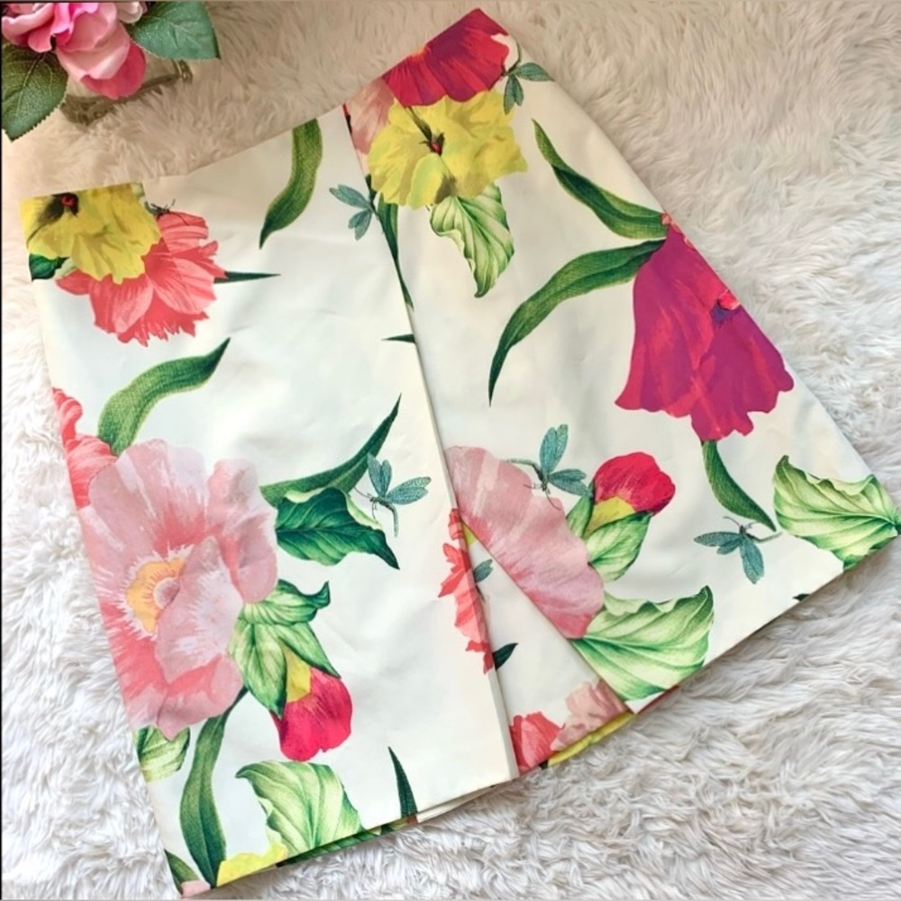 Ted Baker London Muirin Floral Tropical Botanical Print Mini Skirt Ted Sz 1 US 4